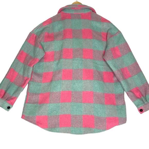 Pink Buffalo Plaid Shacket Shirt Jacket Womens Med Gorpcore Softgirl Cottagecore - Picture 8 of 9